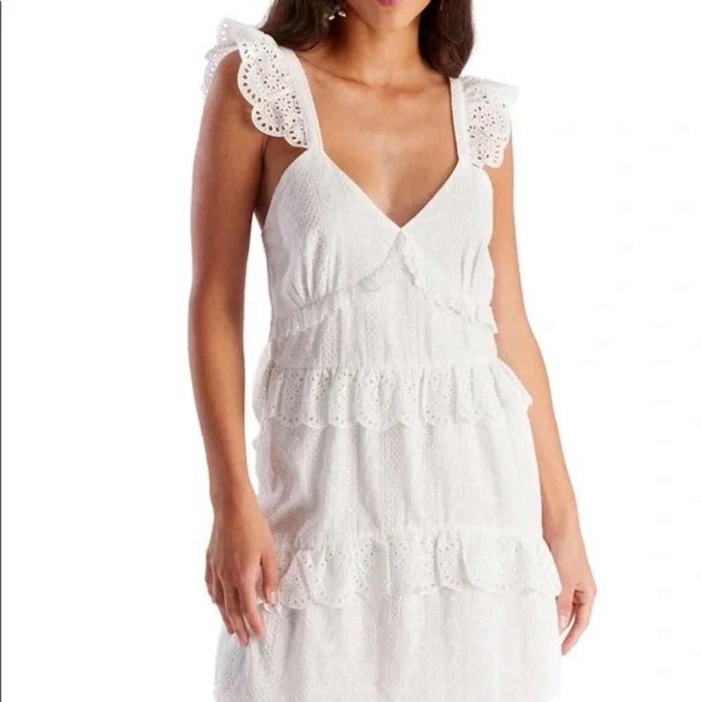 For Love and Lemons Allison Eyelet Mini Dress White Medium